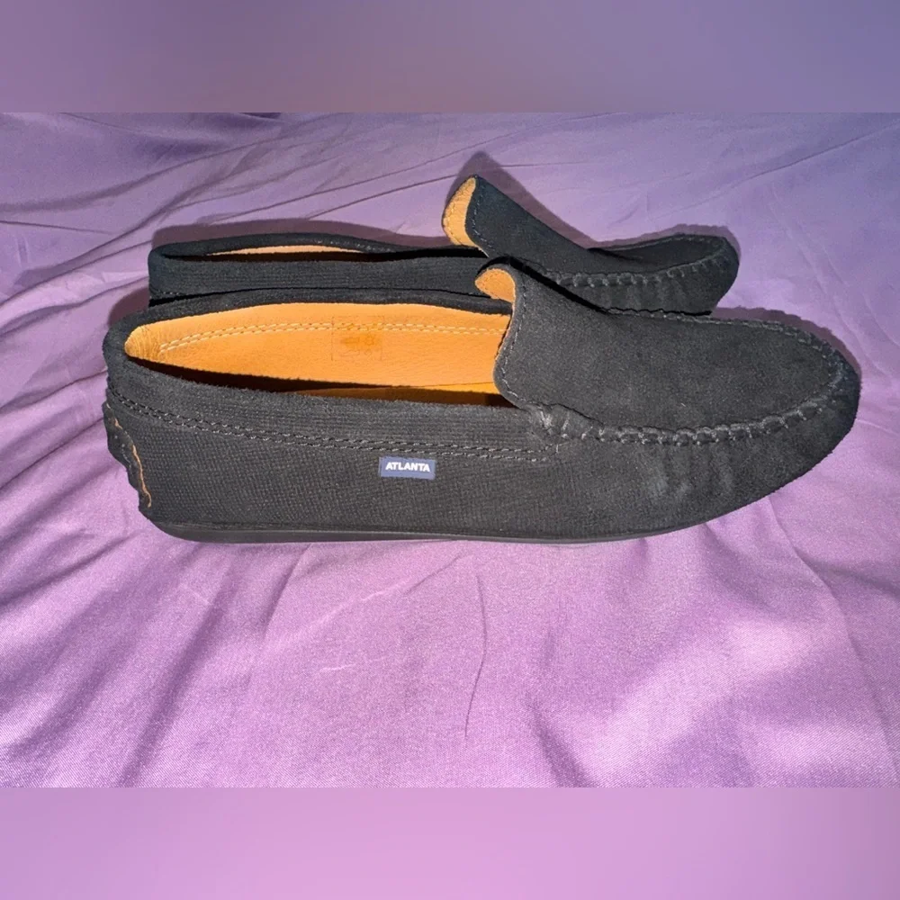 Atlanta Mocassin Black Nubuck Driving Loafers men's EU 39 US 6 women 8-8.5